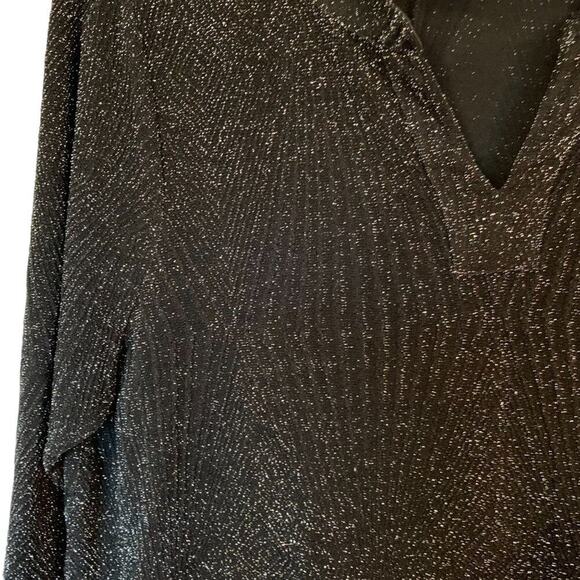 CATHERINES Black All Nighter Metallic Slinky Scoop Neckline Tunic Style Top Sz1X - Picture 2 of 6